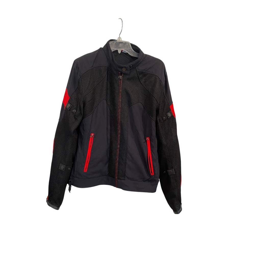 Dainese Womens Air Frame Motorcycle Jacket Black Red Padded‎ Armor Sport Size 48